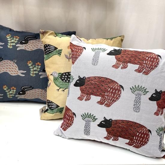 松尾ミユキ Cushion cover Green Bird クッションカバー MM1037