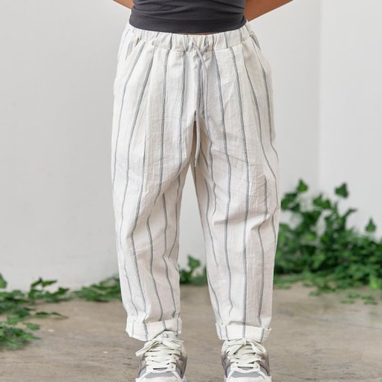 ★2023SS★MOUN TEN. マウンテン organic stripe 1tuck pants ecru 23S-MP56-1324