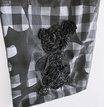 ★2023SS★frankygrow フランキーグロウ TAPE EMBROIDERY BEAR TULLE BAG PLAID LETTERS  23SBG-005