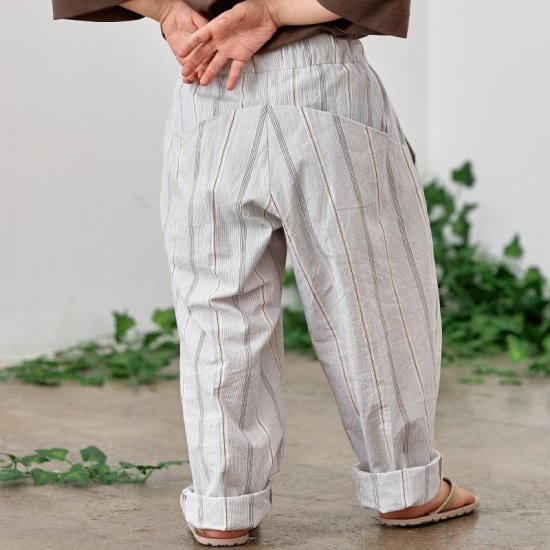 ☆2023SS☆MOUN TEN. マウンテン organic stripe 1tuck pants greige