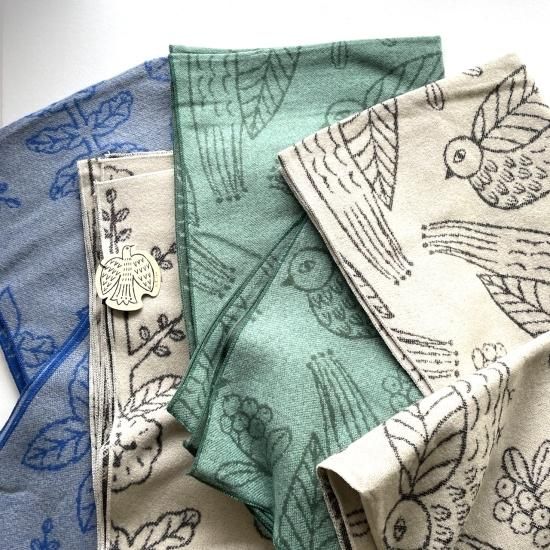 松尾ミユキ Jacqard Stole Bird fruits GR ジャガードストール 松尾ミユキ Jacqard Stole Bird fruits GR ジャガードストール