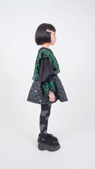 ★2023AW★UNIONINI ユニオニーニ flower cropped blouse black BL-020