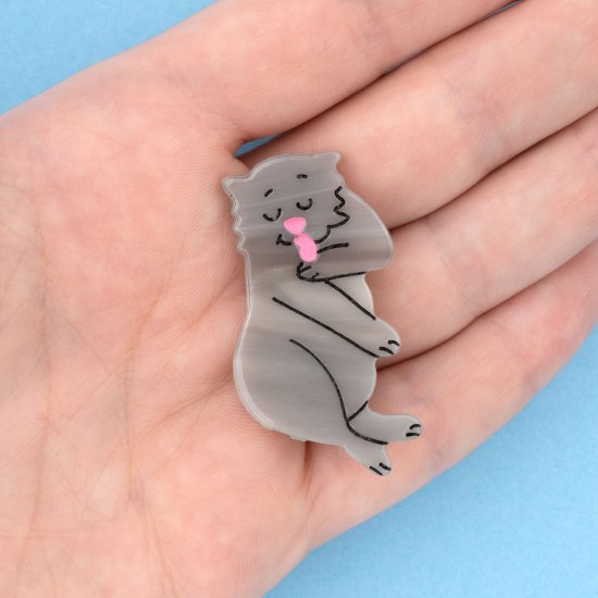 Coucou Suzette ククシュゼット Grey Cat Hair Clip グレー猫 ヘアクリップ