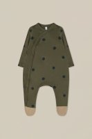 <img class='new_mark_img1' src='https://img.shop-pro.jp/img/new/icons59.gif' style='border:none;display:inline;margin:0px;padding:0px;width:auto;' />organic zoo ˥å Olive Dots Suit w/ contrast feet 13ODSLOZ