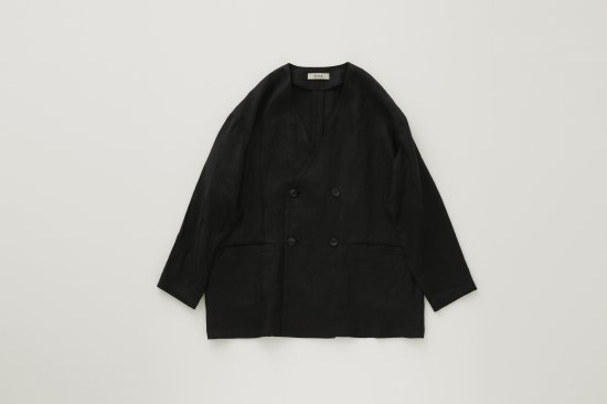 eLfinFolk エルフィンフォルク Womens Linen collarless D.B Jacket elf-241F71