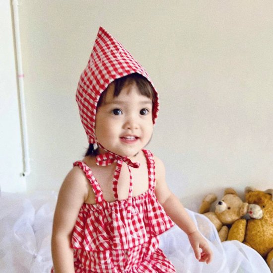 ★frankygrow BABY★frankygrow フランキーグロウ Lett. Pointy Hat RED CHECKED – WHITE  Lett. fgby23bb#12