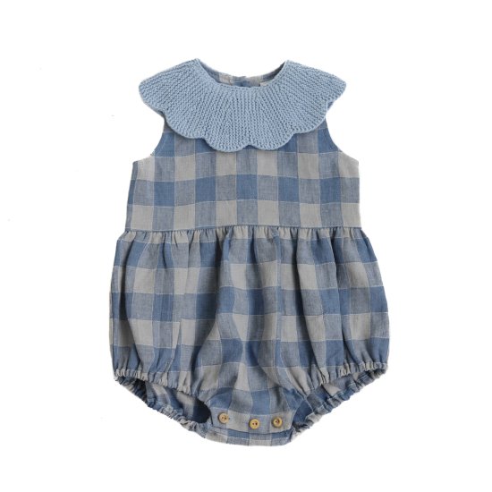 ☆2024SS☆Kalinka Kids カリンカキッズ Cordelia Romper Blue Check