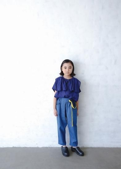 ☆2024SS☆michirico ミチリコ Shirring check shirts 黒×青 ☆2024SS☆michirico ミチリコ Shirring check shirts 黒×青