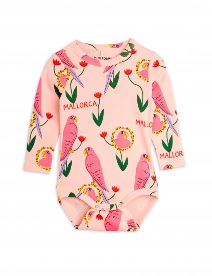 ☆PRE 2024AW collection☆mini rodini ミニロディーニ Parrots aop ls body Pink