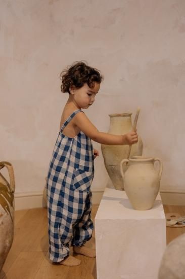 organic zoo オーガニックズー Pottery Blue Gingham Artisan Jumpsuit14BGHAJ organic zoo オーガニックズー Pottery Blue Gingham Artisan Jumpsuit14BGHAJ