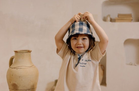 organic zoo オーガニックズー Pottery Blue Gingham Bucket Sun Hat 14BHBGH