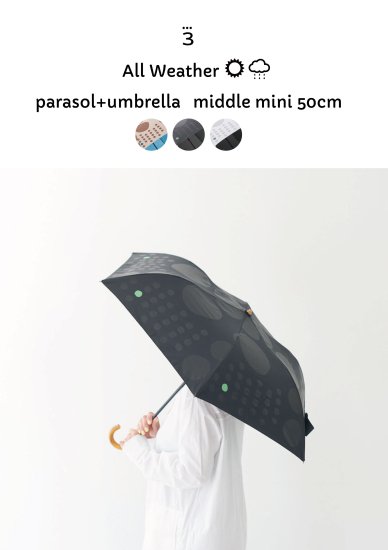 392 plusm サンキューニ プリュスエム 全天候対応 日傘 折りたたみ 50cm 晴雨兼用 シルバー UVカット 超遮光 Q267-15  maru マル