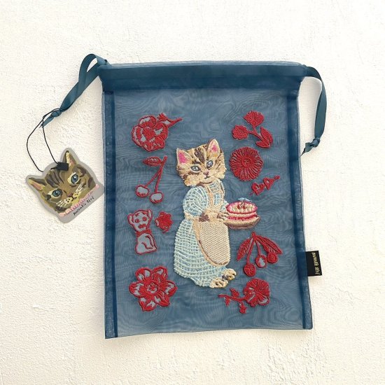 NathalieLete ナタリーレテ Nathalie Lete Organdy Drawstring pouch Blue eye オーガンジー ポーチ 510813