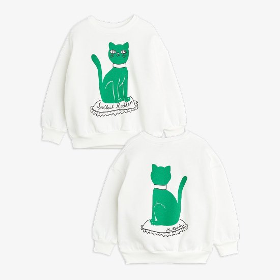 ★2024AW★mini rodini ミニロディーニ CAT SP SWEATSHIRT White