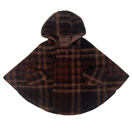 HELLO LUPO Poncho brown check 2-3y