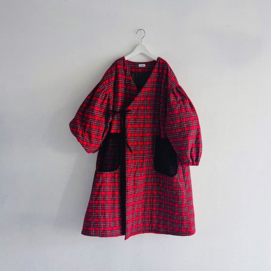 ☆2024AW☆frankygrow フランキーグロウ Wata KUMA GURUGURU QUILTING GOWN RED CHECKED  ADULT 24FWOT-112