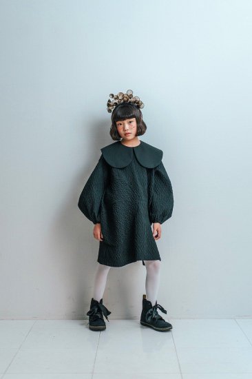 2024AW frankygrow フランキーグロウ MATELASSE JQ ROUND COLLAR DRESS BLACK 24FWOP-261