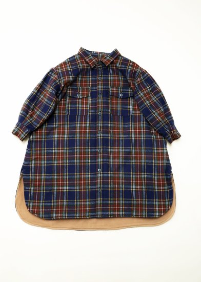 ☆2024AW☆michirico ミチリコ Big flannel shirts check coat ネイビーチェック womens  MR24AW-31