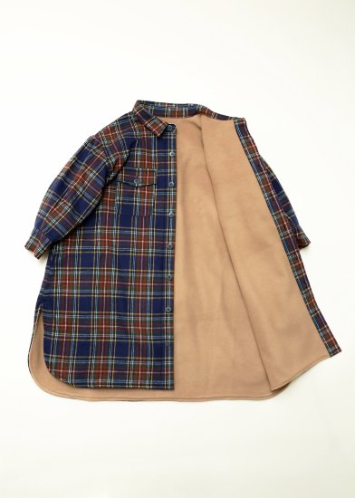 ★2024AW★michirico ミチリコ Big flannel shirts check coat ネイビーチェック womens  MR24AW-31