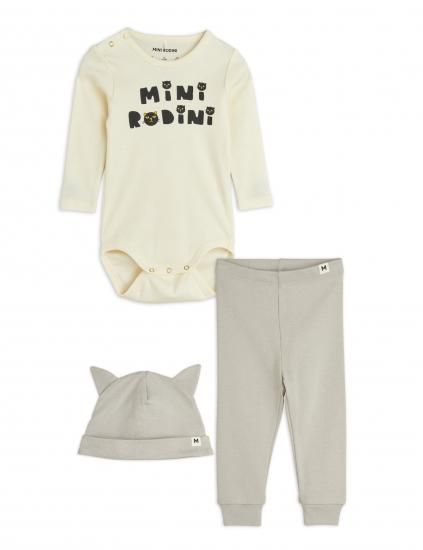 ☆PRE 2025SS collection☆mini rodini ミニロディーニ Mini Rodini cats baby kit  Offwhite