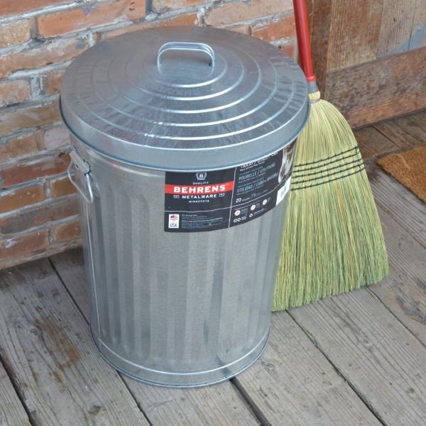 直接引取可 BEHRENS 大容量 75L 20ガロン ブリキ ゴミ箱 近隣配送 BEHRENS【ベーレンス】20ガロンダストボックス（ふた付き