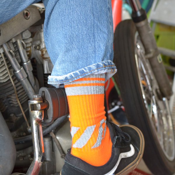 リフレクターソックス　フリーサイズ　イエロー　メンズ US7-10inch ワーク スケート 自転車　靴下