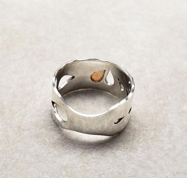 透かし模様オパールリング 和製ヴィンテージ 千本透かしオパールリング 12号