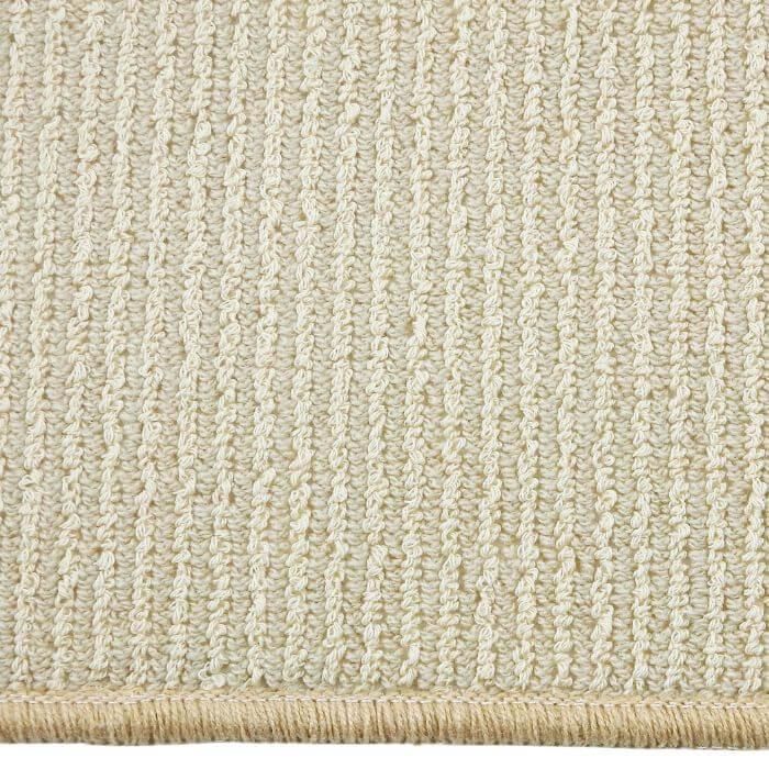 マット専門店の織人しきもの屋工房オリジナル、モカベージュで縁取りの夏の綿とアクリル織りキッチンマット