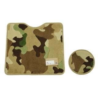 <img class='new_mark_img1' src='https://img.shop-pro.jp/img/new/icons1.gif' style='border:none;display:inline;margin:0px;padding:0px;width:auto;' />【セール品Aランク】トイレマット約43×40cm・約20×20cm | ミニマルトイレと小さなマットセット・迷彩柄大地のベージュ色 |ハンパ品 | トイレマットと小さなマットのセットの商品画像