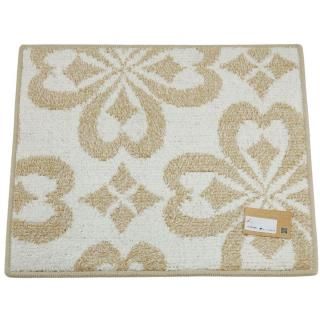 <img class='new_mark_img1' src='https://img.shop-pro.jp/img/new/icons1.gif' style='border:none;display:inline;margin:0px;padding:0px;width:auto;' />【セール品Aランク】バスマット・洗面台マット約50×60cm | 綿100%、北欧風お花のクレッセント柄のナチュラルマット、ホワイト系 | 試作品の商品画像