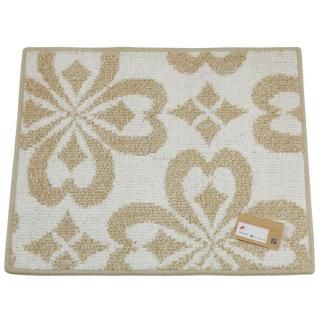 <img class='new_mark_img1' src='https://img.shop-pro.jp/img/new/icons1.gif' style='border:none;display:inline;margin:0px;padding:0px;width:auto;' />【セール品Aランク】バスマット・洗面台マット約50×60cm | 綿100%、北欧風お花のクレッセント柄のナチュラルマット、ホワイト系 | 試作品の商品画像