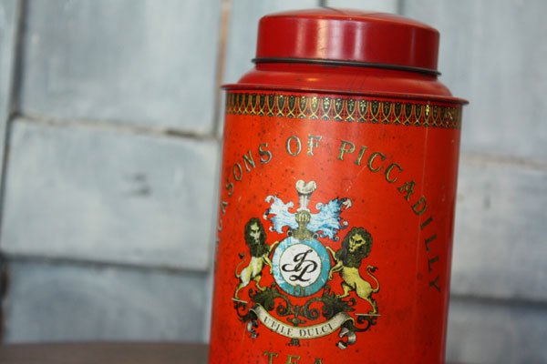 アンティーク tin缶 紅茶缶 紋章