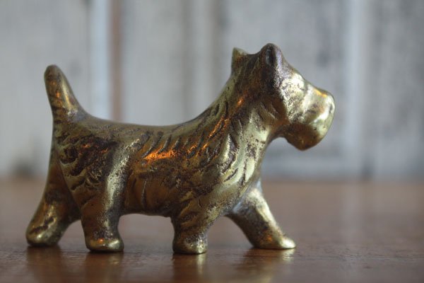 真鍮フィギュア アンティーク 犬 テリア ブラス ペーパーウェイトの