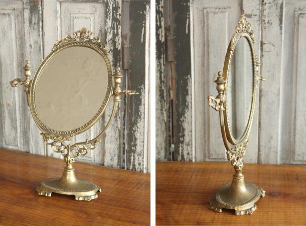 アンティークミラー 卓上ミラー 卓上鏡 真鍮フレーム鏡の通販 / 広島県