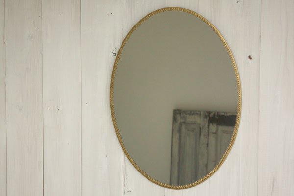 ウォールミラー 真鍮フレーム オーバルミラー 壁掛け鏡 2wayの通販