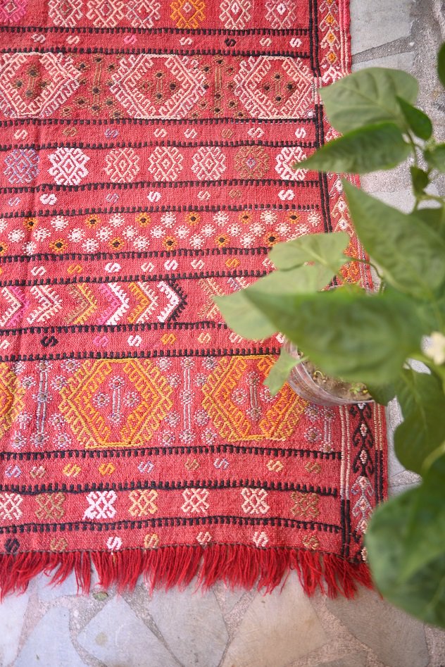 オールドキリム/トルコ・コンヤ・カラプナル・ジジム織り約   手織り絨毯＆キリム’