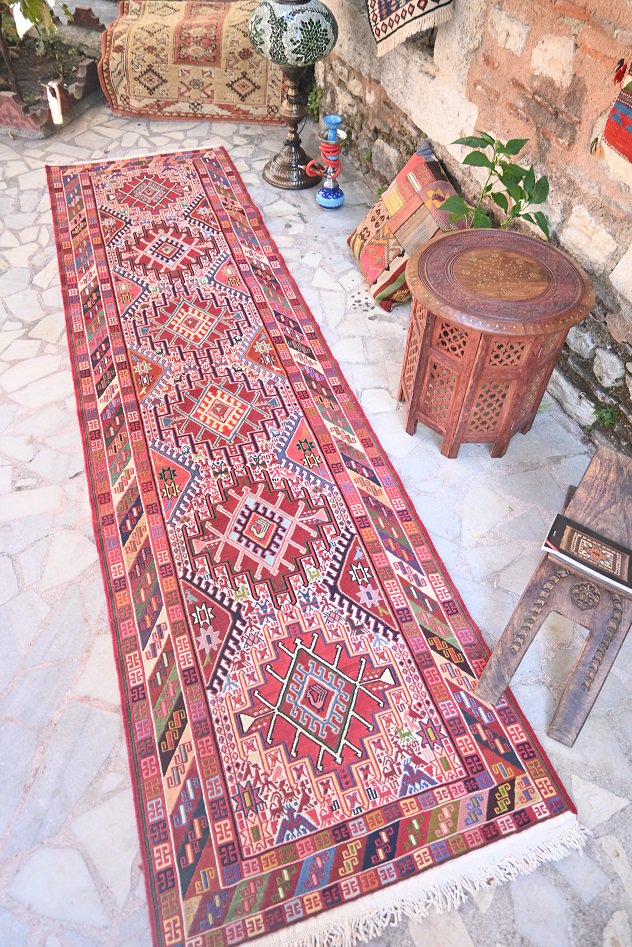 ニューキリム/イラン・スマック織り/ランナー約293×79cm - 手織り絨毯