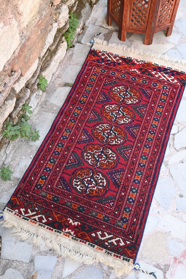 オールド絨毯/トルクメン・ブハラ/トライバルラグ約102×53cm - 手織り