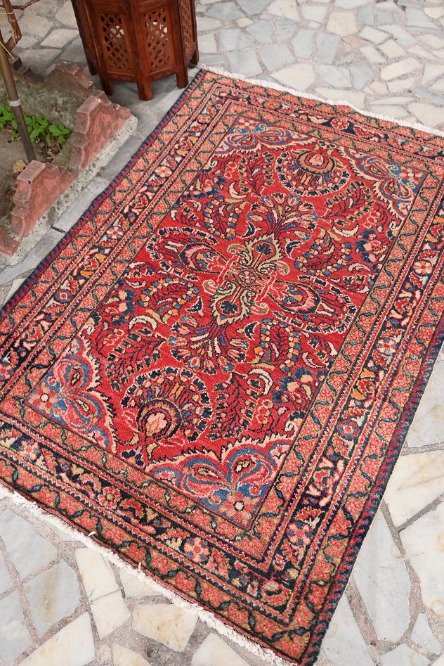 オールド絨毯/ペルシャ絨毯/イラン・ハマダン/約151×106cm - 手織り