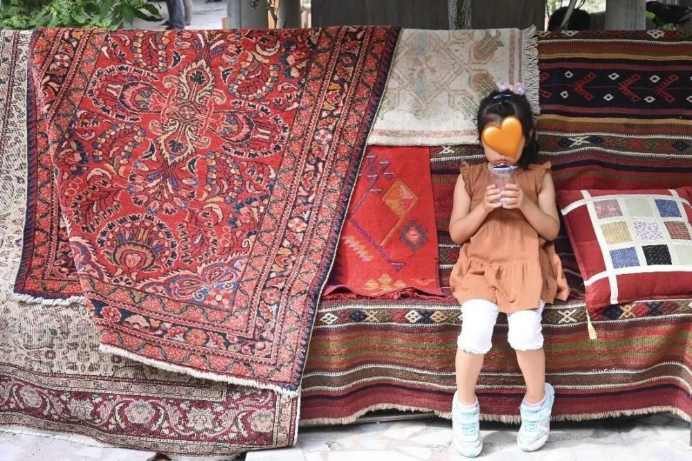 オールド絨毯/ペルシャ絨毯/イラン・ハマダン/約151×106cm - 手織り