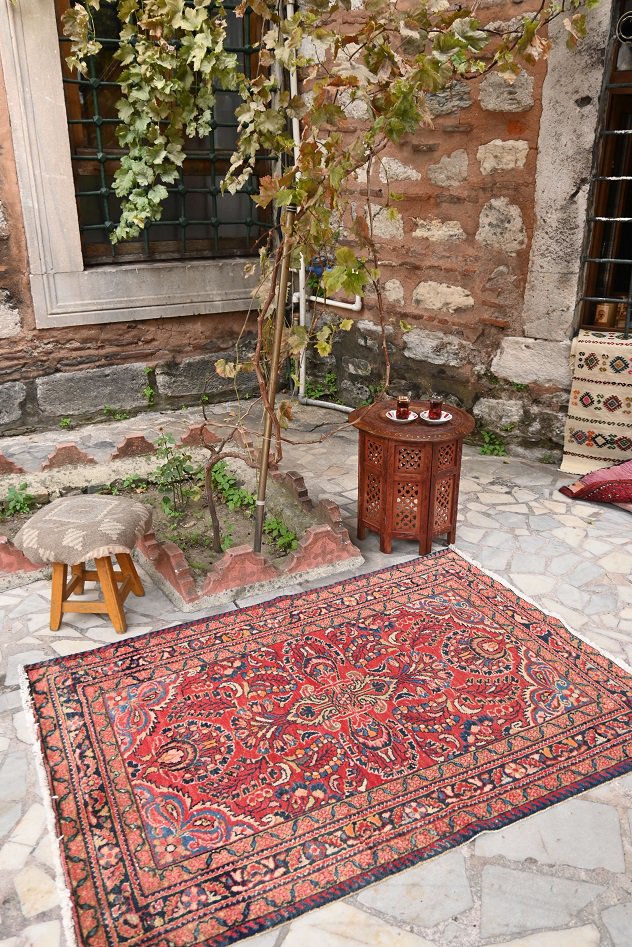 オールド絨毯/ペルシャ絨毯/イラン・ハマダン/約151×106cm - 手織り