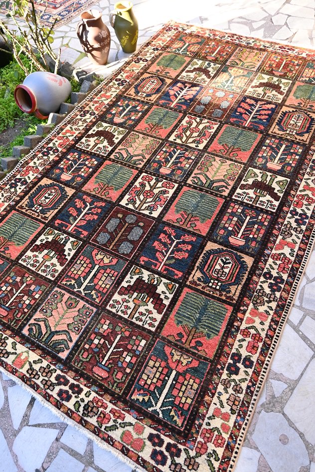 ペルシャ手織り絨毯 キリム 187×143cm トライバル ヴィンテージラグ-