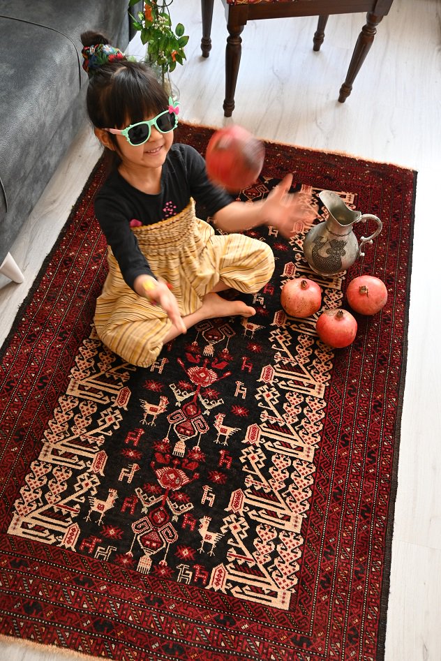 オールド絨毯/イラン・バルーチ/トライバルラグ約152×99cm - 手織り 