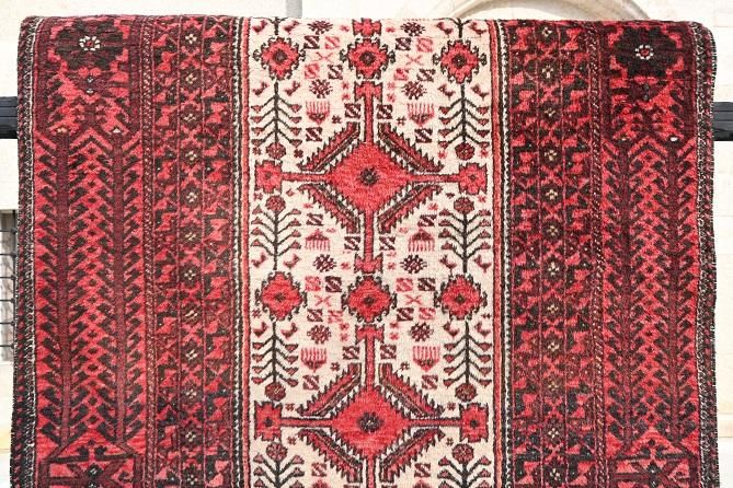 139×90cm トライバルラグ　バルーチ族　ヴィンテージラグ ペルシャ絨毯 オールド絨毯/イラン・バルーチ/トライバルラグ約174×91cm