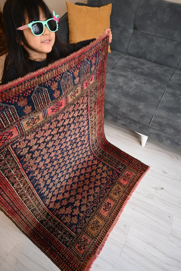 オールド絨毯/イラン・バルーチ/トライバルラグ約124×90cm - 手織り 