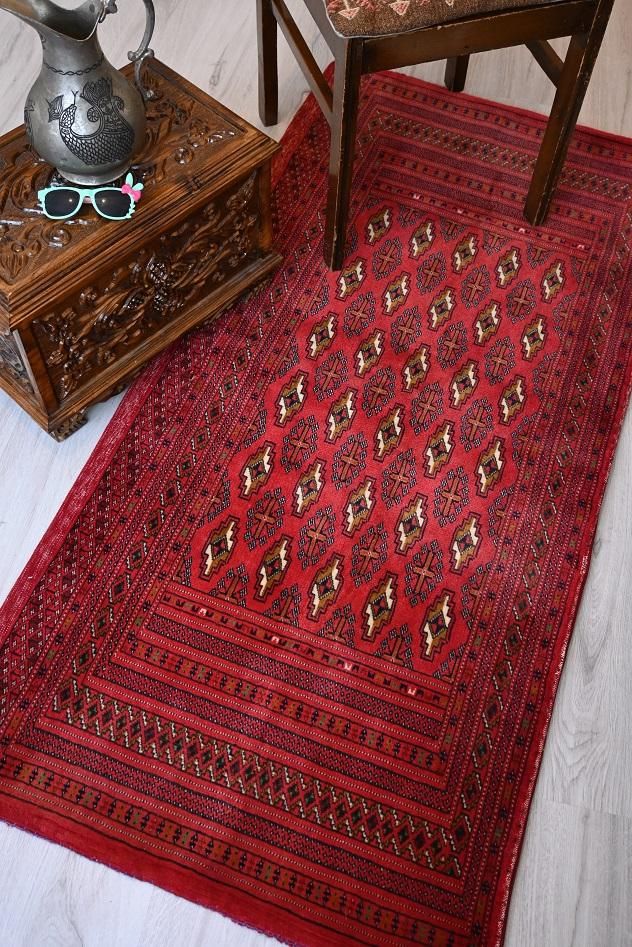 オールド絨毯/トルクメン・チュワル/トライバルラグ・約150×72cm オールド絨毯/トルクメン・チュワル/トライバルラグ・約150×72cm