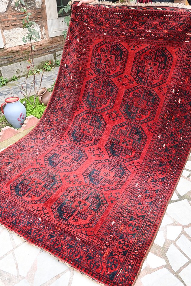 SALE‼️手織り絨毯 素敵なエルサリ・トルクメン絨毯 ラグ 192x129cm-
