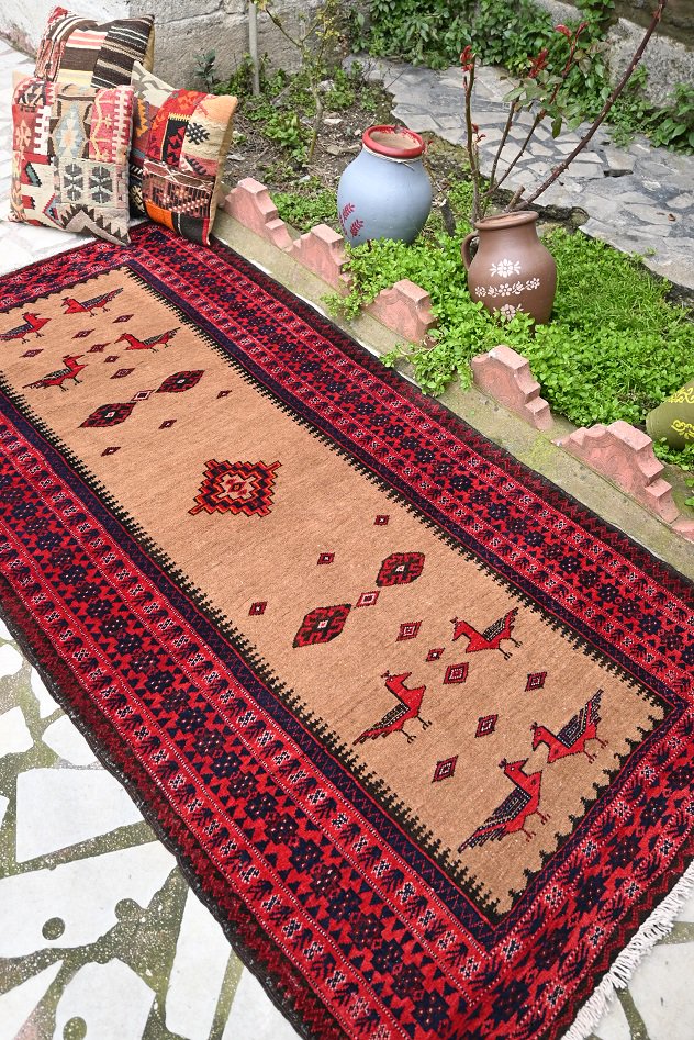 オールド絨毯/イラン・バルーチ/トライバルラグ約200×99cm - 手織り