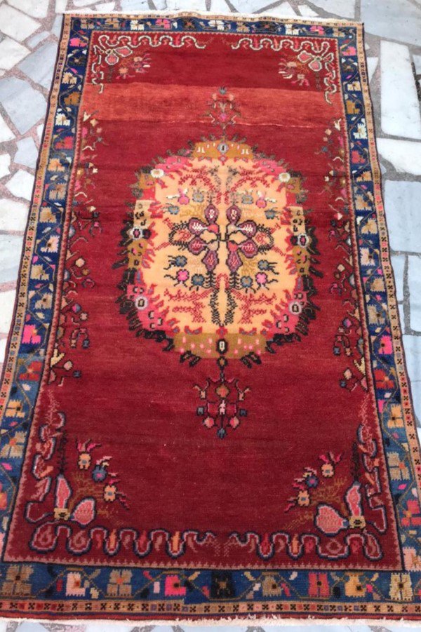 オールド絨毯/トルコ/デニズリ・ギュネイ約184×103cm - 手織り絨毯