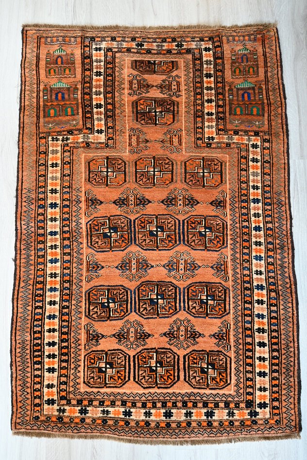 オールド絨毯 バルーチ族 木に囲まれた柄のバッグフェイス 手織り ...